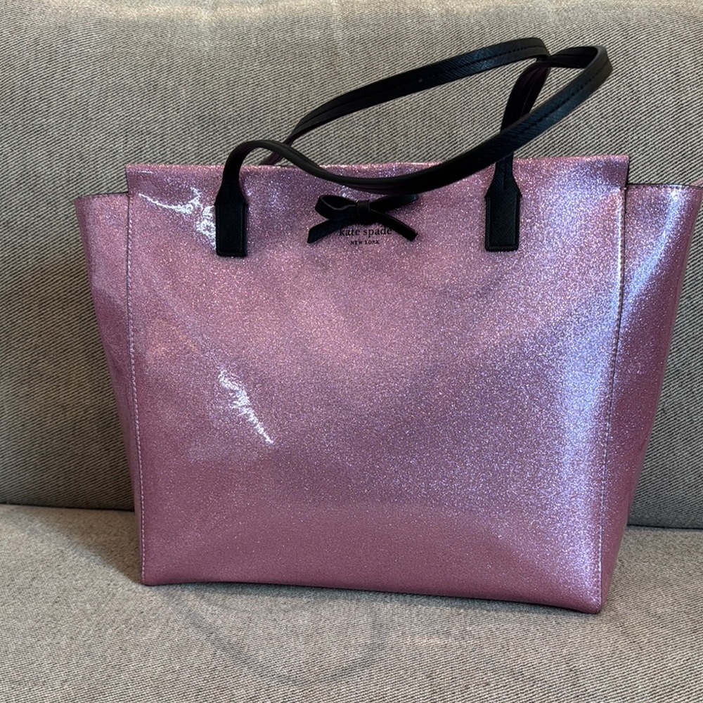 Kate Spade Pink and Black Sparkle Tote